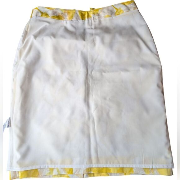 banana Republic Floral Yellow Cotton Blend Summer Pencil Skirt Size 6 Medium - Picture 5 of 11